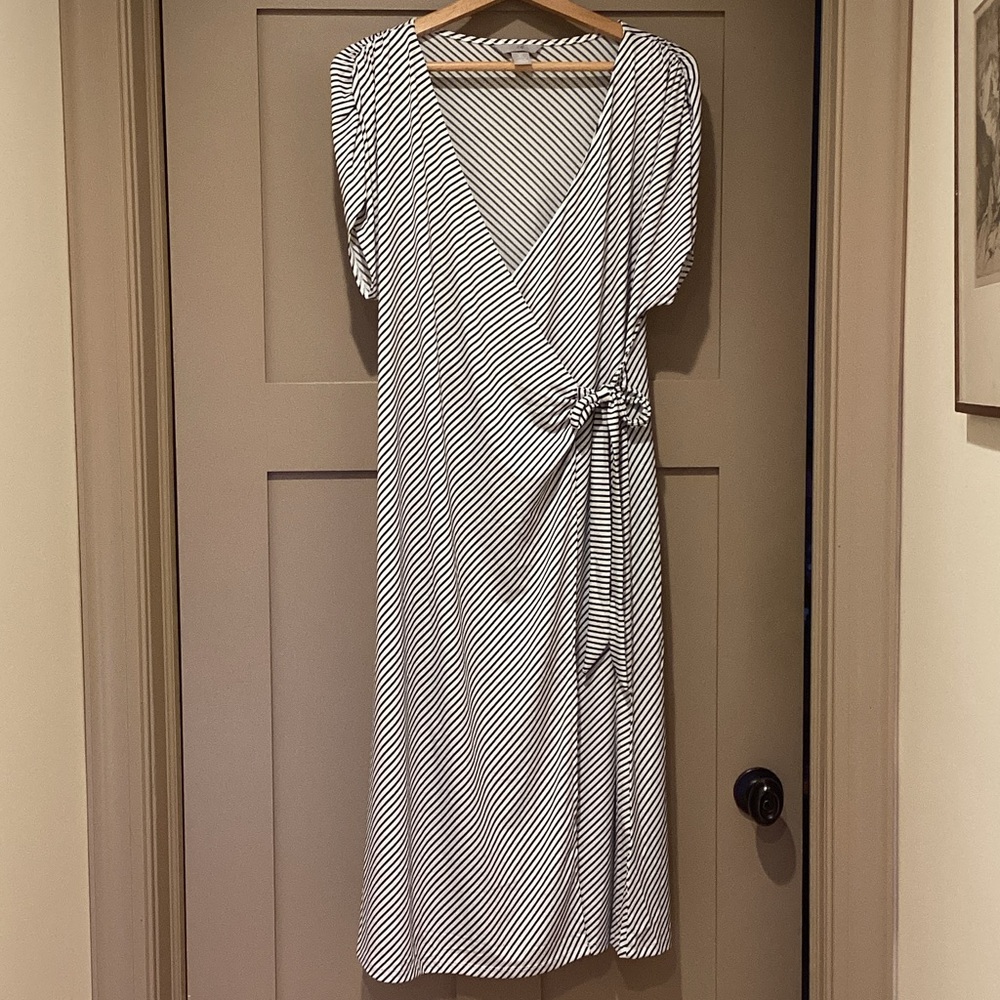 H&M Black and White Striped Midi Dress